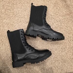 NIB French Connection Laydel black Combat Bootie sz 38.5